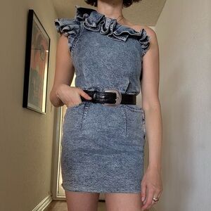 IRO Denim One Shoulder Dress